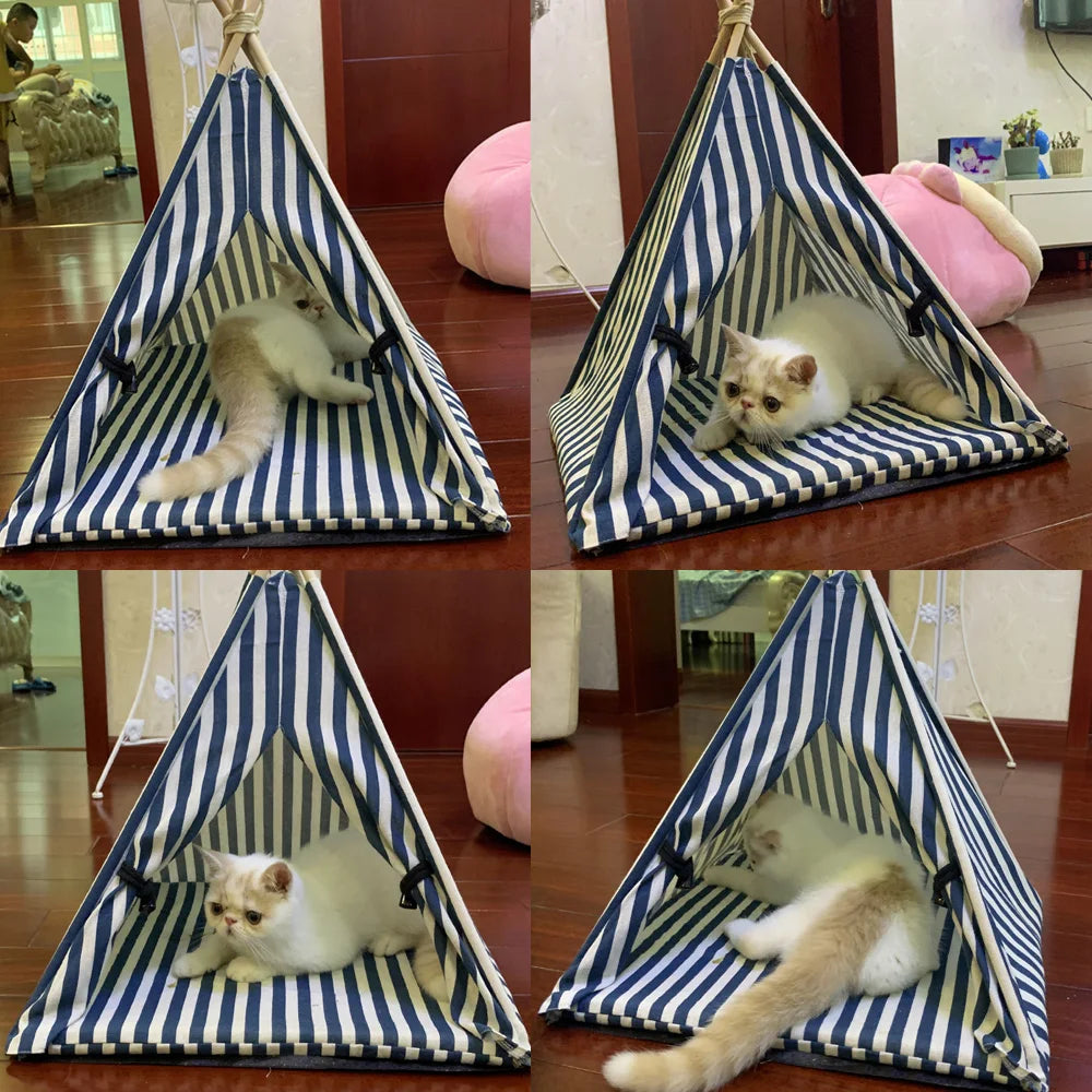 Fashion Cat Tent Nest Warm Cats Puppy Sleeping Bed Mat Indoor Small Dogs Cats House With Thick Cushion Doorplate Home Decoration