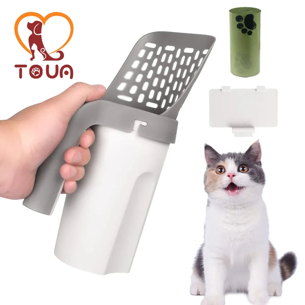 Cat Litter Scoop Removable portable Cats Sand Shovel Toilet Garbage Picker With Bag, Filter For Cat Litter SandBox Self Cleaning