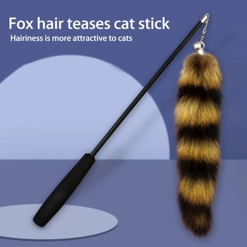 Funny Cat Plush Tail Teaser Wand Toy Kitten Cat Exercise Playing Accessories Simulation Fox Tail Fur Interactive Pet Supplies