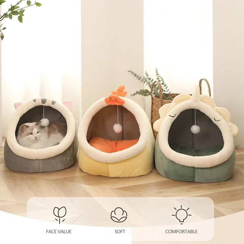 Cat Pad Bed Sweet Soft Warm Pet Basket Cozy Kitten Lounger Cushion Pet House Tent Small Dog Mat For Washable Cats winter Beds