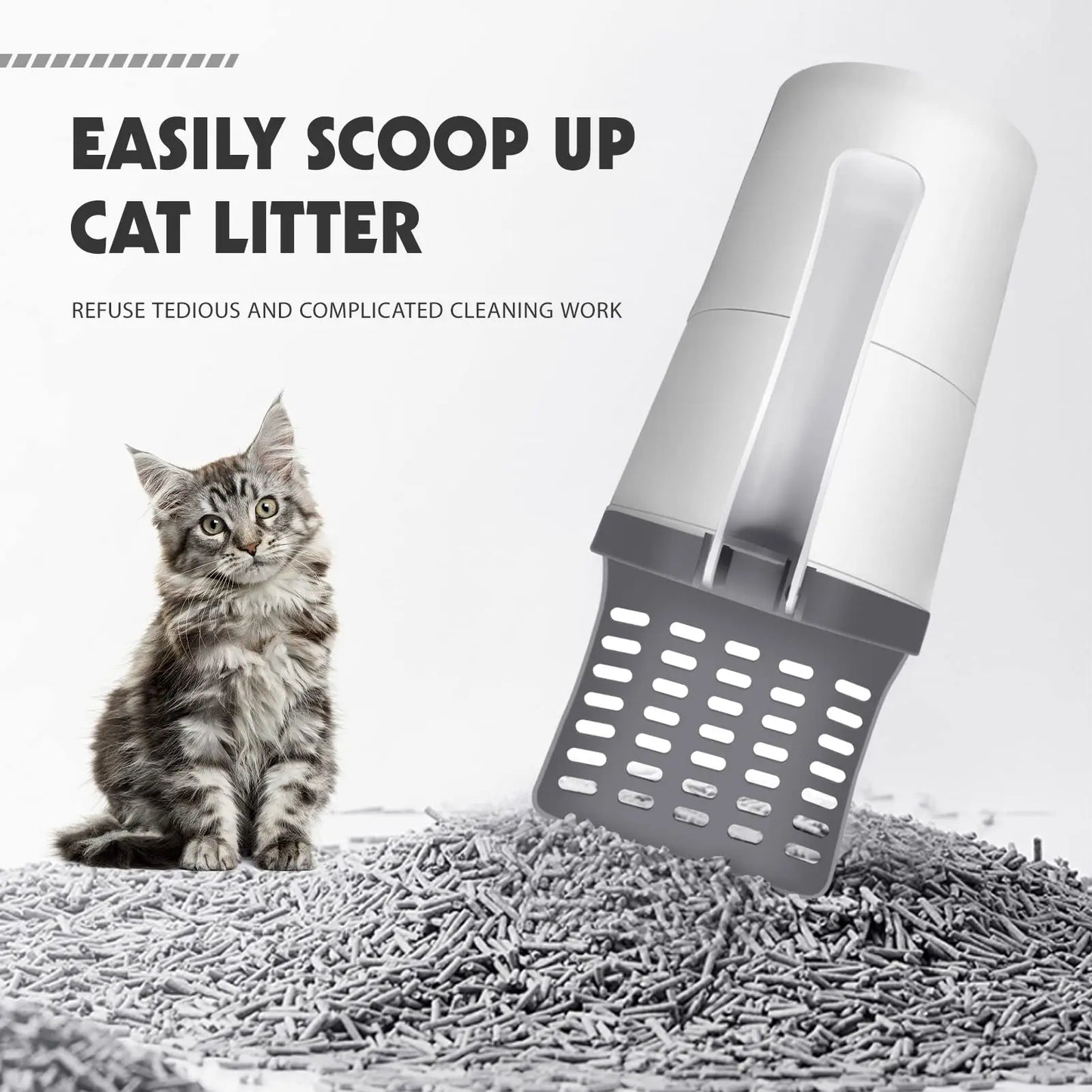 Cat Litter Scoop Removable portable Cats Sand Shovel Toilet Garbage Picker With Bag, Filter For Cat Litter SandBox Self Cleaning