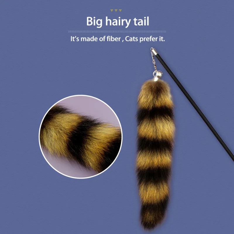 Funny Cat Plush Tail Teaser Wand Toy Kitten Cat Exercise Playing Accessories Simulation Fox Tail Fur Interactive Pet Supplies